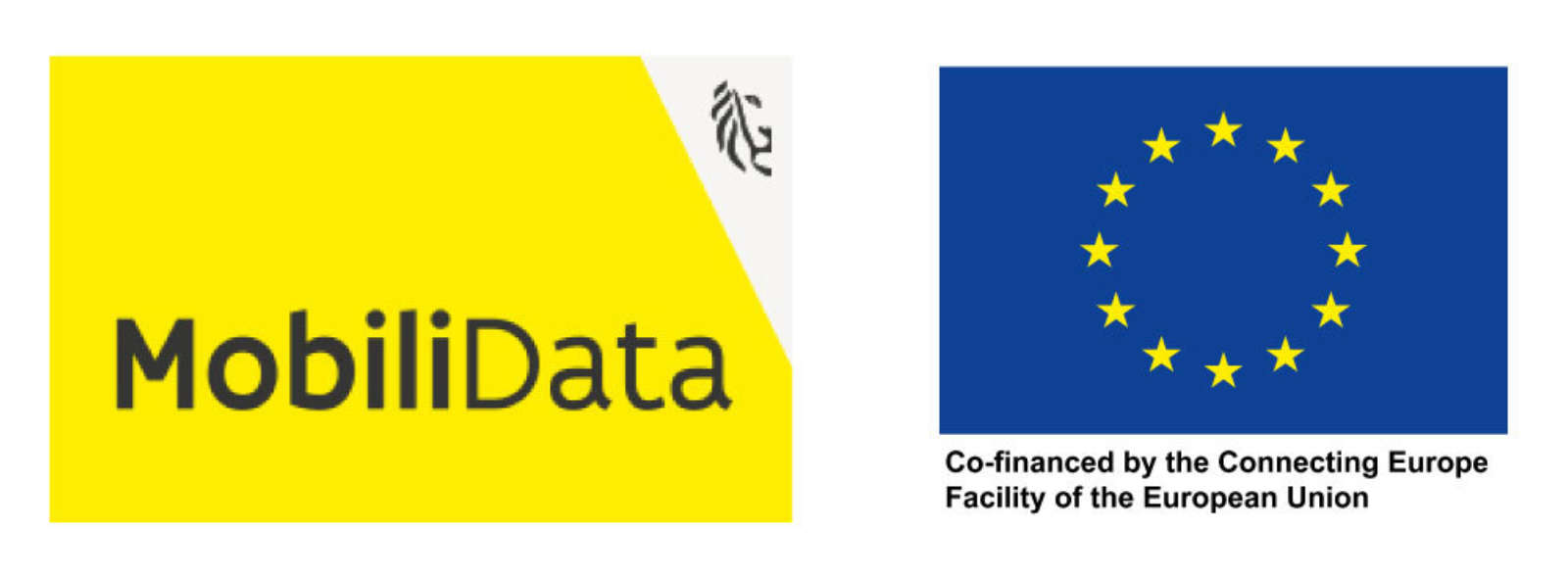 MobiliData logo alongside the European Union flag with the text "Co-financed by the Connecting Europe Facility of the European Union".