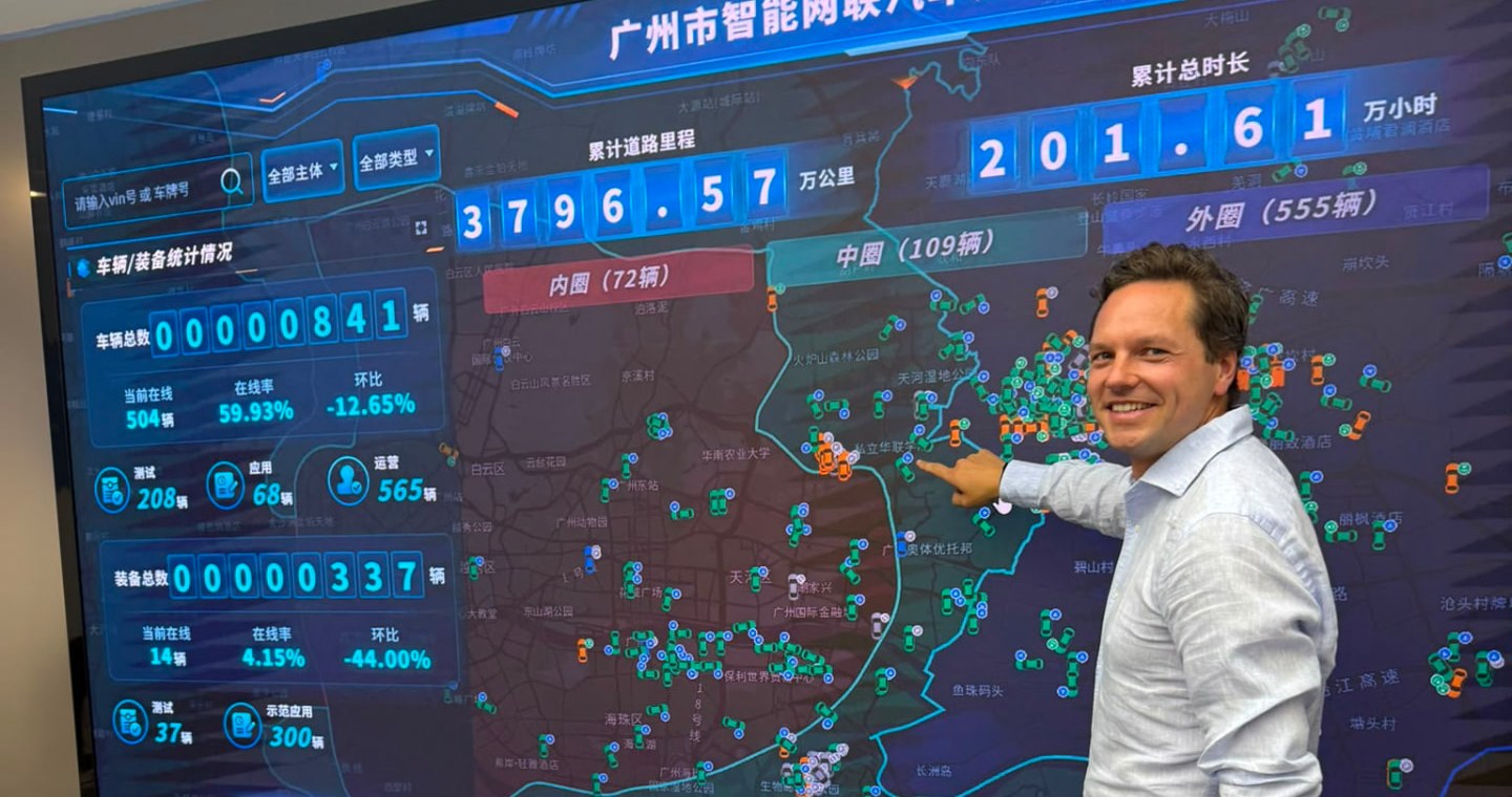 Nicolas Talpe of Be-Mobile during a study tour of China's autonomous mobility ecosystem.