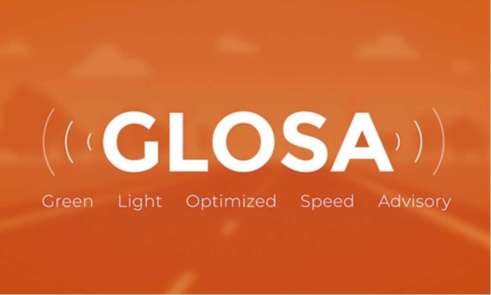GLOSA acronym graphic — Green Light Optimized Speed Advisory, a C-ITS service tested with Be-Mobile