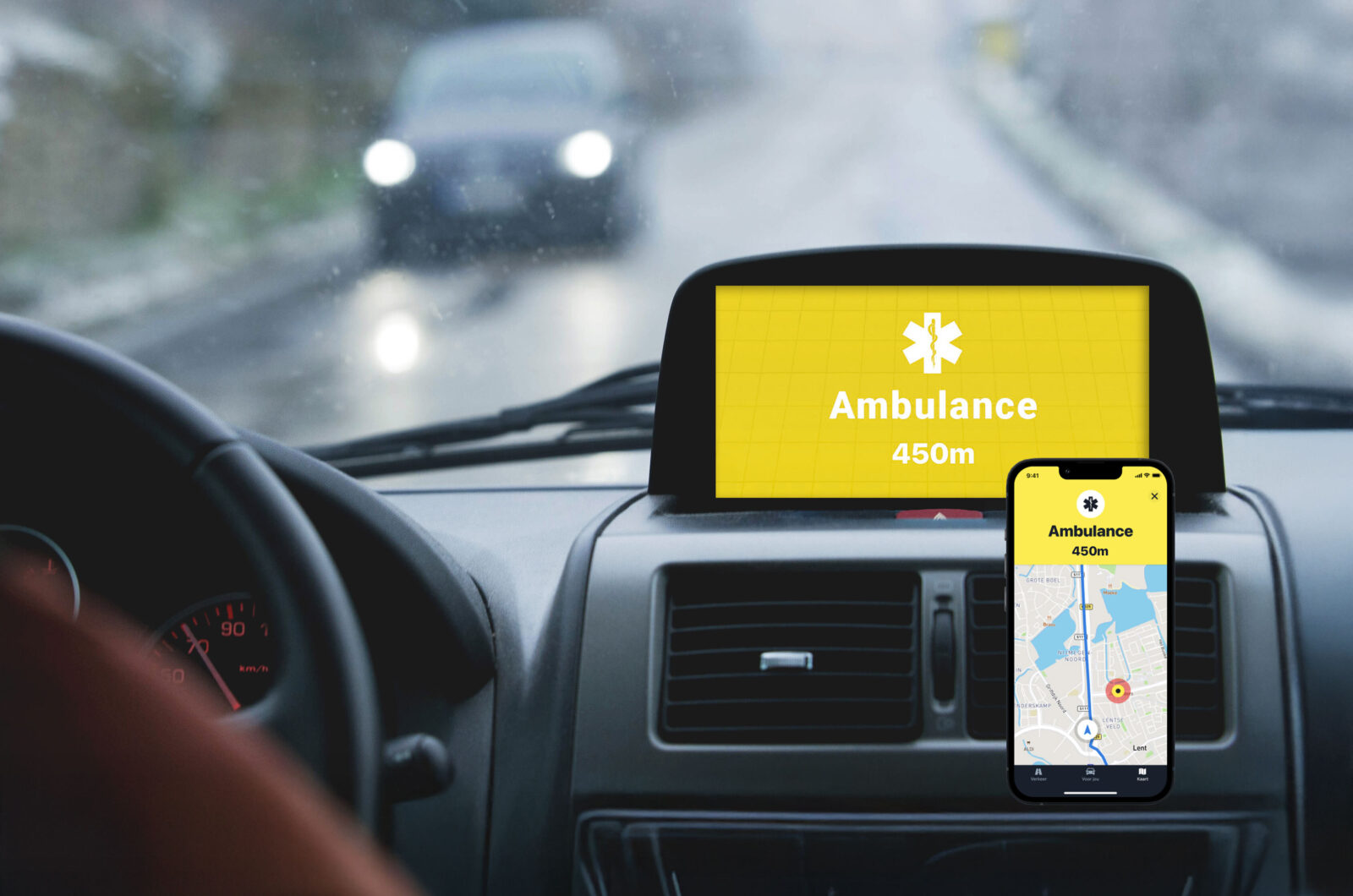 Ambulance alert in car 1